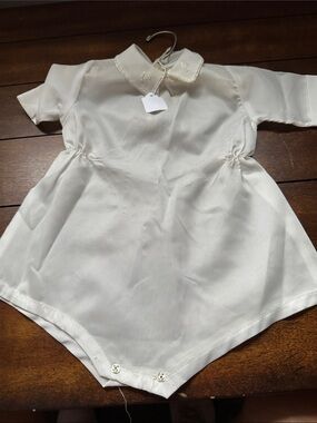 Classic Cream Baby One-Piece with Embroidered Collar
